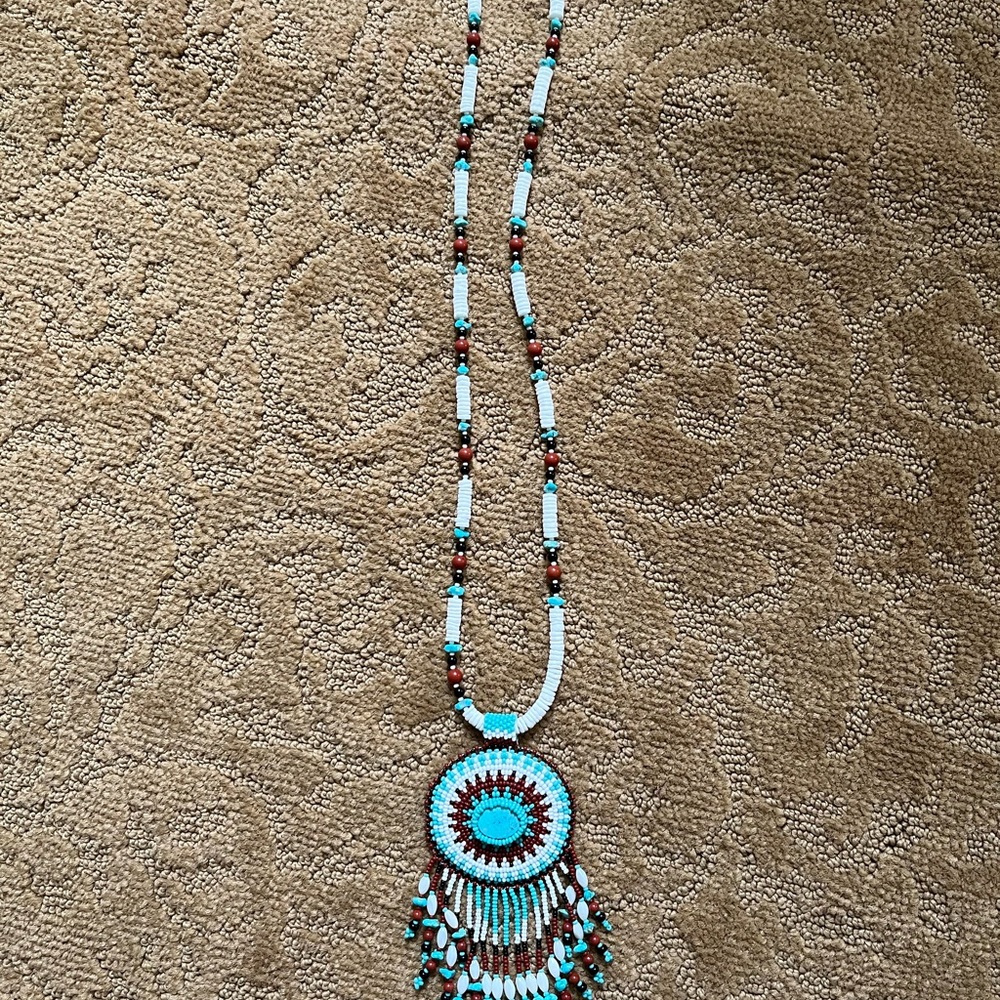 Turquoise and Brown Beaded Necklace